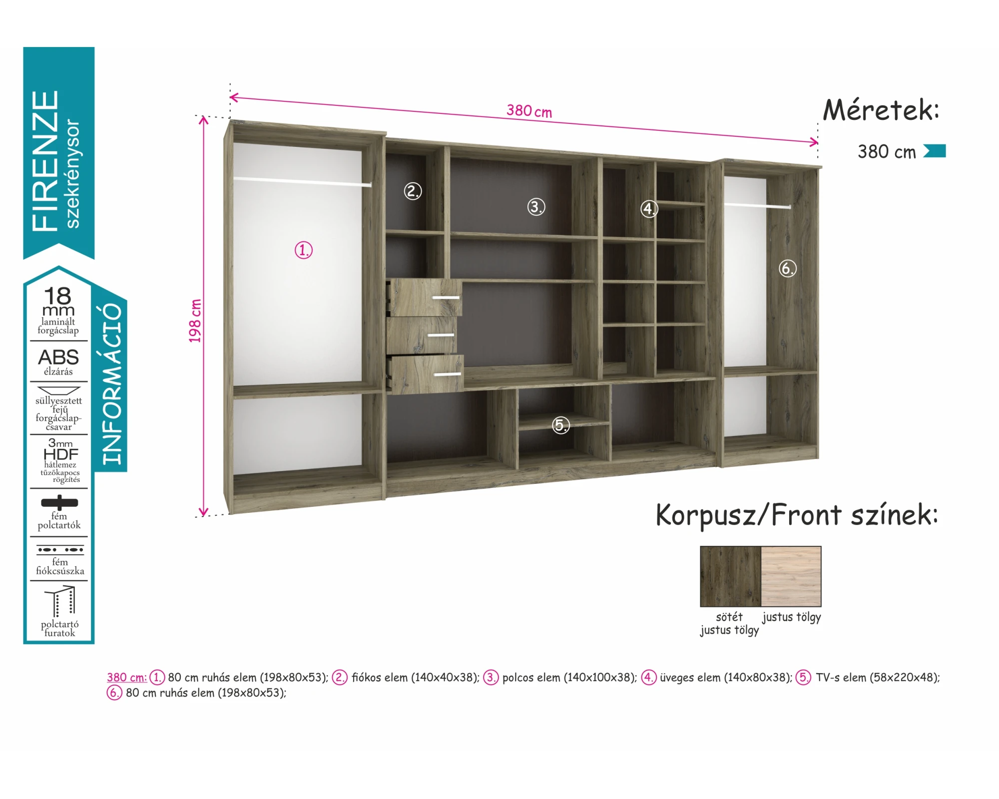Nze 380 cm-es szekrénysor - termékkép 3